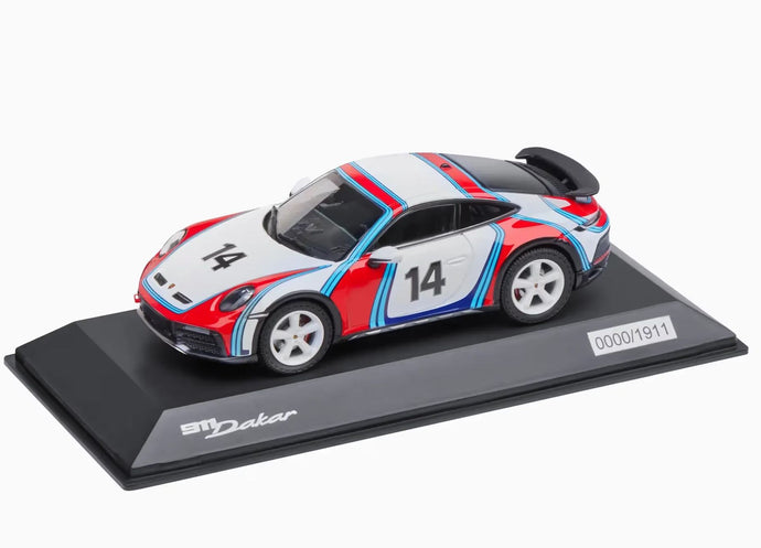 PORSCHE - 911 992 DAKAR COUPE N 14 MARTINI RACING LIVERY 2023 - WHITE RED BLUE/Spark 1/43ミニカー ポルシェディーラーモデル 1911台限定