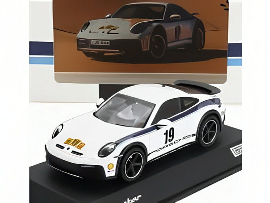 ポルシェ - 911 992クーペ N19 ダカールラリーデザイン2022 - ホワイトブルー  / Spark 1/43 1911台限定 ポルシェ特注ミニカー