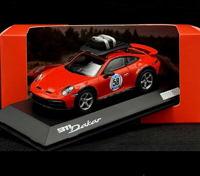 Porscheポルシェディーラーモデル 911 Dakar Type 992 2023 Cagefighter Tribute Marathon London Sydney 1968 Orange 1/43 Spark