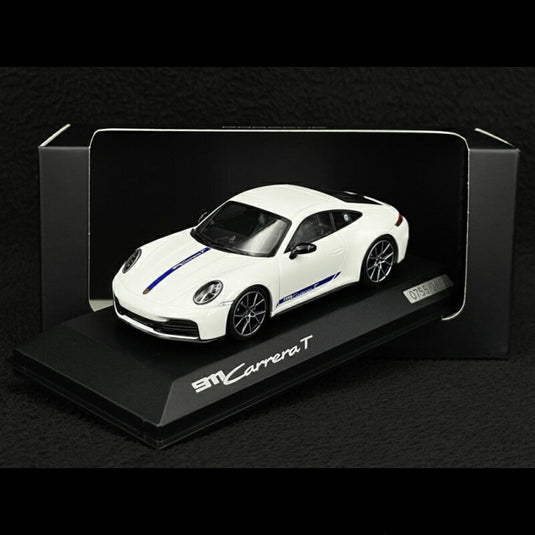 Porsche 911 Carrera T クーペ Type 992 Phase 2 2024 ホワイト ジェンティアンブルー/ MINICHAMPS 1/43 ポルシェディーラーモデルミニカー