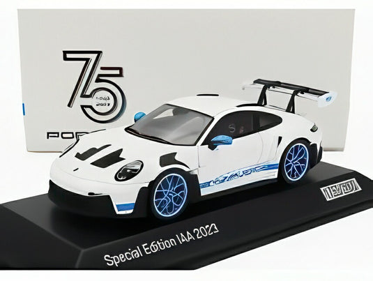 PORSCHE 911 992 GT3 RS IAA モナコ 2023 ホワイト ブルー Spark 1/43 2000台限定ミニカー