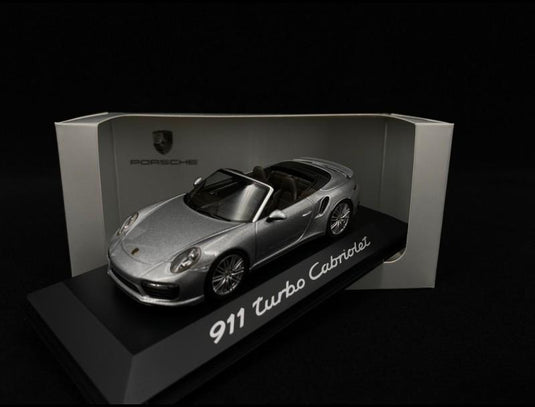 Porscheポルシェディーラーモデル 991 Turbo Cabriolet silver grey 1/43 Herpa