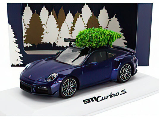 PORSCHE 911 992 TURBO S COUPE CHRISTMAS EDITION 2023 BLUE/Spark 1/43ミニカー