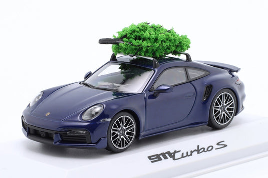 Porscheポルシェ 911 992 Turbo S クリスマスエディション ゲンチアンブルー クリスマスツリー付き ディーラーモデル / MINICHAMPS/43 ミニカー
