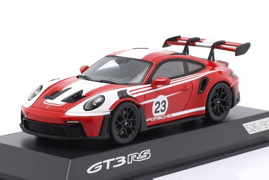 Porscheポルシェ 911 992 GT3 RS #23 ザルツブルグデザイン レッドホワイト ディーラーモデル / Spark 1/43 ミニカー