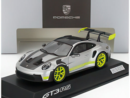 ポルシェ 911 992 GT3 RS クーペ 2022 シルバー/グリーン / Spark 1/43 ミニカー