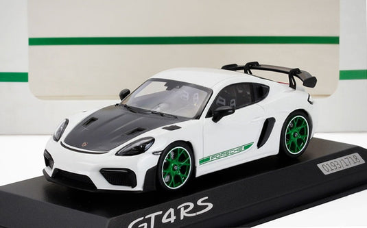 PORSCHE 718 CAYMAN GT4 RS トリビュート 982 2023 ホワイトグリーン/ Spark 1/43 1718台限定ミニカー