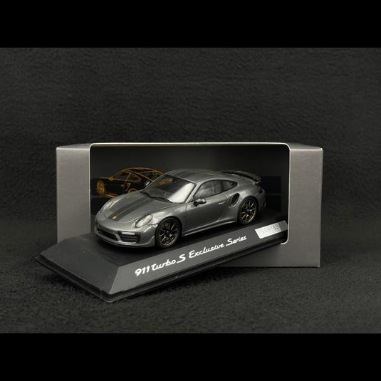 Porsche 911 ターボS エクスクルーシブシリーズ 991型 2017年モデル アゲートグレー/Spark 1/43ミニカー ポルシェ特注