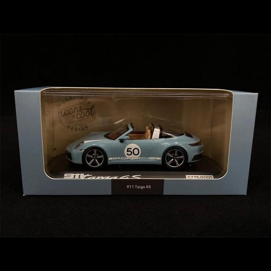 Porsche 911/992 タルガ 4S ヘリテージエディション 50号車 マイセンブルー/Minichamps 1/43ミニカー ポルシェ特注