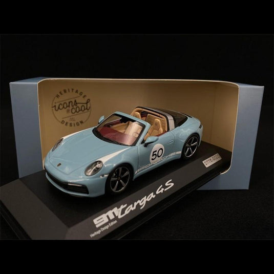 Porsche 911/992 タルガ 4S ヘリテージエディション 50号車 マイセンブルー/Minichamps 1/43ミニカー ポルシェ特注