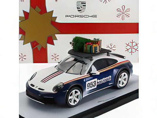 PORSCHE  911 992 N 953 RALLY DAKAR ROUGHROADS COUPE CHRISTMAS EDITION 2023  WHITE BLUE/Spark 1/18ミニカー