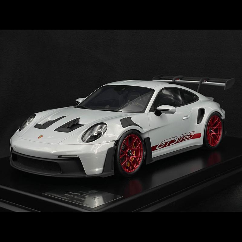 ギャラリービューアに画像をロードする, Porsche 911 GT3 RS 992型 2023年モデル アイスグレーメタリック/パイロレッドストライプ/Spark 1/12ミニカー ポルシェ特注
