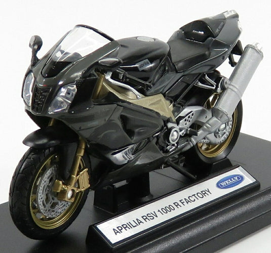 APRILIA RSV 1000R FACTORY 2010 ブラック シルバー/ WELLY 1/18 バイク模型ミニカー