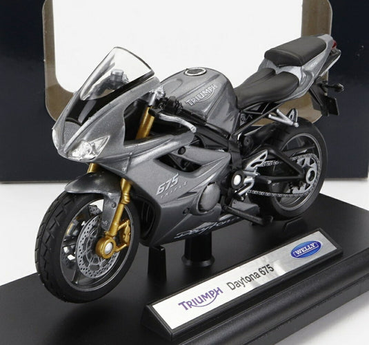 TRIUMPH DAYTONA 675 2016 グレー/ WELLY 1/18 バイク模型ミニカー