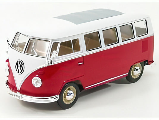 【予約】VOLKSWAGEN T1 ミニバス 1962 ダークレッド/ホワイト/ WELLY 1/24 ミニカー