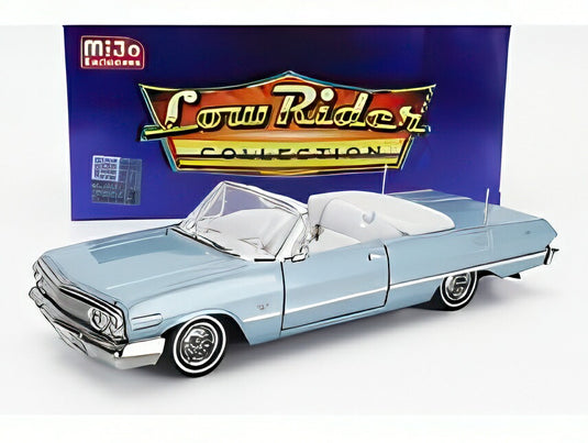 【予約】CHEVROLET IMPALA カブリオレ オープン ローライダー 1963 ライトブルーメタリック/ WELLY 1/24 ミニカー