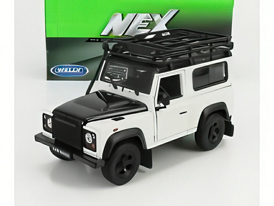 【予約】LAND ROVER LAND DEFENDER 90 ルーフラック付 1984 ホワイト/ブラック/ WELLY 1/24 海外限定ミニカー