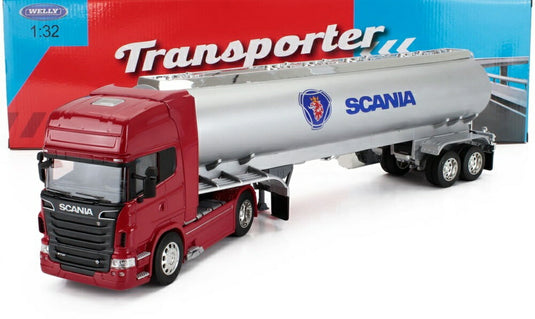 SCANIA R730 V8 タンクローリー 2011 レッド シルバー/ WELLY 1/32 ミニカー
