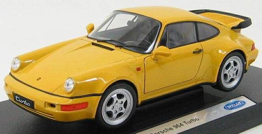 【予約】 Porscheポルシェ 911 964 Turboターボ 1990 イエロー / WELLY 1/18 ミニカー