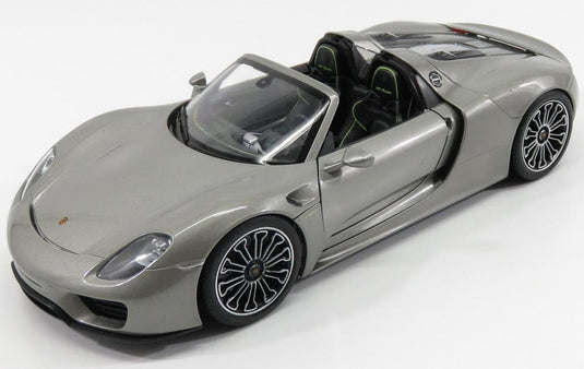 【予約】 Porscheポルシェ 918 Spyderスパイダー Openオープン 2015 グレーメタリック / WELLY 1/18 ミニカー