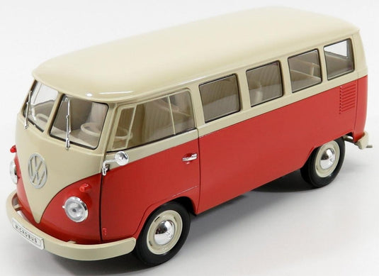 【予約】 VWフォルクスワーゲン T1 Minibusミニバス 1963 レッド クリーム / WELLY 1/18 ミニカー