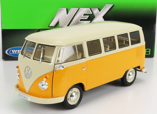 【予約】 VWフォルクスワーゲン T1 Minibusミニバス 1963 ホワイト オークル / WELLY 1/18 ミニカー