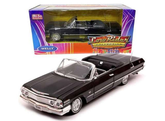 1963 シボレー インパラ コンバーチブル ローライダー ブラック ミニカー / WELLY 1/24 ミニカー