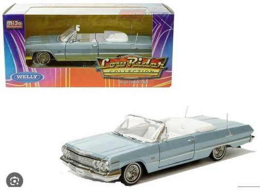 1963 シボレー インパラ コンバーチブル ローライダー ブルー ミニカー / WELLY 1/24 ミニカー