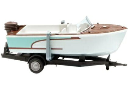 モーターボート トレーラー付き / Wiking 1/87 ミニカー 模型