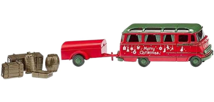 クリスマスモデル Mercedes Benz O319 + トレーラー トレーラー / Wiking 1/87 建設機械模型 工事車両