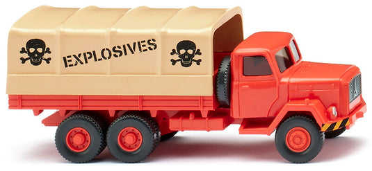 爆薬運搬 1958 Magirus フラットベッドトラック ルミナスレッド ミニカー / WIKING 1/87