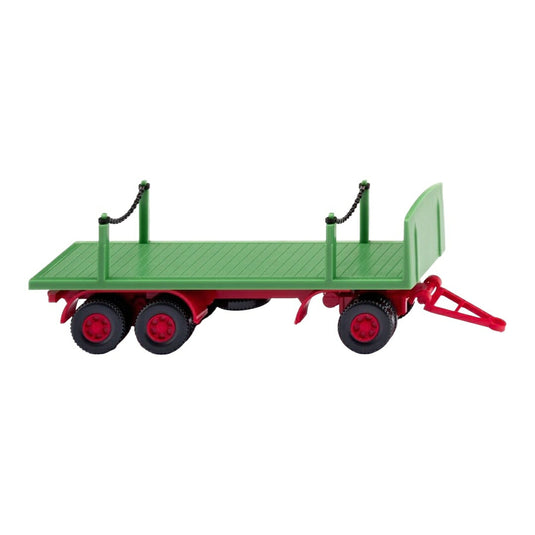 フラットベッドトレーラー グリーン 運搬車 / Wiking 1/87 トラック模型