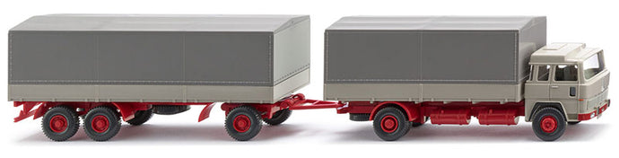 1963-71 Magirus 235 D フラットベッド ロードトレイン ペブルグレー トラック / WIKING 1/87 建設機械模型 工事車両