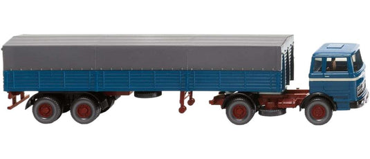 Mercedes Benz フラットベッドセミトレーラー アズールブルー トレーラー / Wiking 1/87 建設機械模型 工事車両