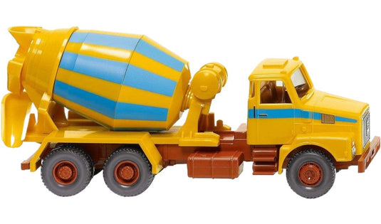 Volvo N10 コンクリートミキサー コーンイエロー ライトブルー ミキサー / Wiking 1/87 建設機械模型 工事車両