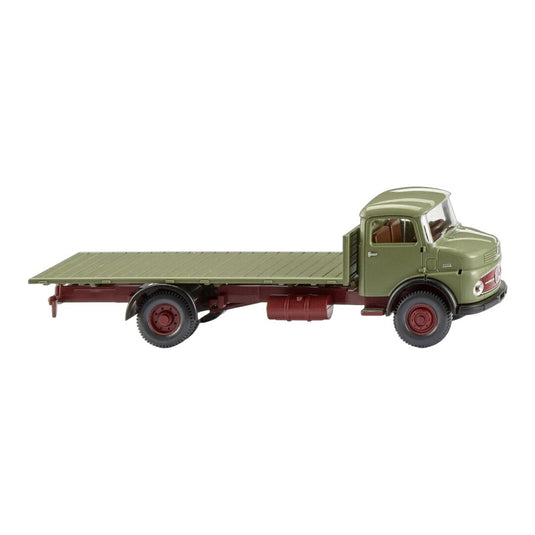 メルセデス・ベンツ ショートボンネット フラットベッドトラック リードグリーン / Wiking 1/87 トラック模型