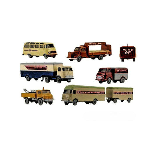 Set traffic models 100 Mercedes Benz O / Wiking 1/87 建設機械模型 工事車両