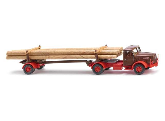ヘンシェル 長尺木材輸送車 レッド/ブラウン 働く車 ヘルパ 1/87 ミニカー / Wiking 1/87 建機
