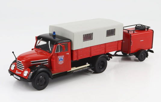 ROBURロブル ガラント 30 K トラック 消防車 タンクルトレーラー付 東ドイツ 1956 レッドグレー CENTAURIA-WORLD-TRUCK-FIRE-ENGINE-POMPIERS-FEUERWEHR / EDICOLA 1/43 ミニカ