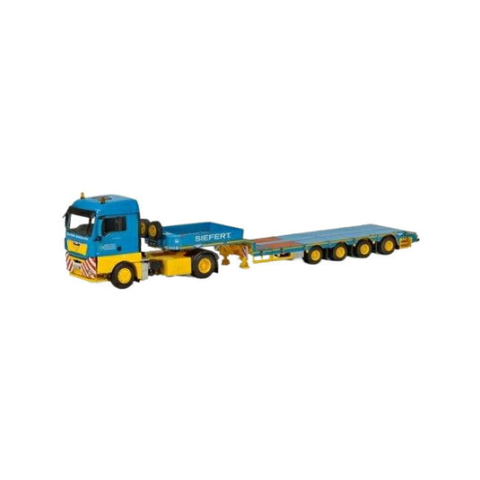 Siefert diecast truck MAN TGX XLX Semi Lowloader 4 axle  トレーラー / WSI 1/50 建設機械模型 工事車両