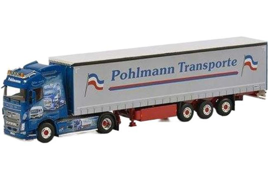 Pohlmann Volvo FH04 Globetrotter XL カーテンサイドセミトレーラー トレーラー / WSI 1/50 建設機械模型 工事車両