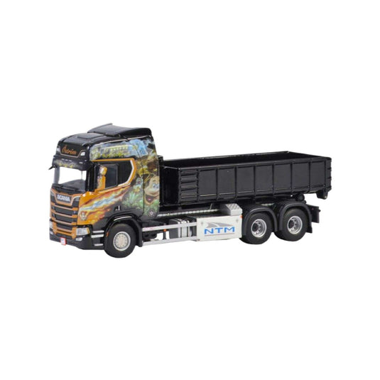 ?str?m Scania R Highline CR20H Hooklift System + Hooklift Container 15m?  トラック / WSI 1/50 建設機械模型 工事車両