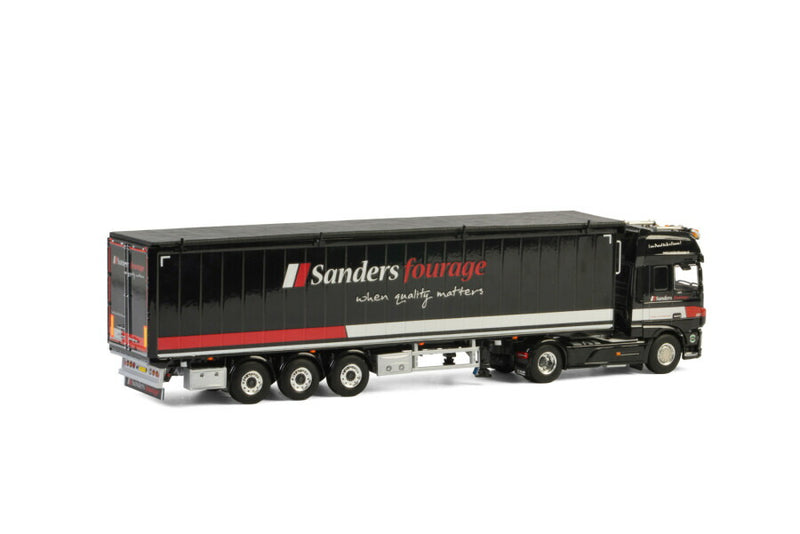 ギャラリービューアに画像をロードする, DAF XF SUPER SPACE CAB 4x2 ボリュームトレーラー カーゴフロア 3軸 Sanders Fourage / WSI 1/50 建設機械 模型
