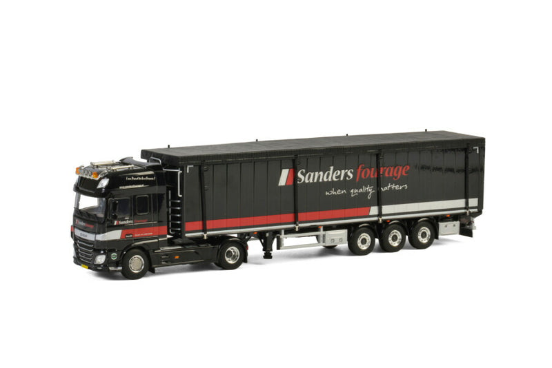 ギャラリービューアに画像をロードする, DAF XF SUPER SPACE CAB 4x2 ボリュームトレーラー カーゴフロア 3軸 Sanders Fourage / WSI 1/50 建設機械 模型
