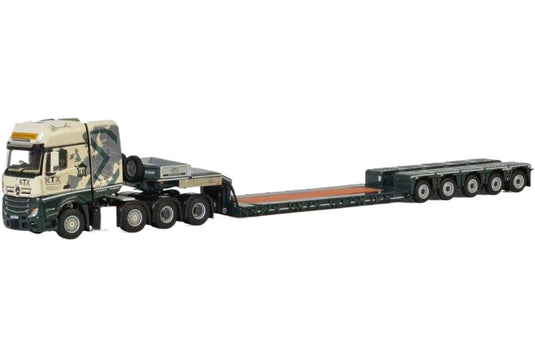 Transport KTX Mercedes Benz Actros MP4 SLT Giga Space 低床ローダー トレーラー / WSI 1/50 建設機械模型 工事車両