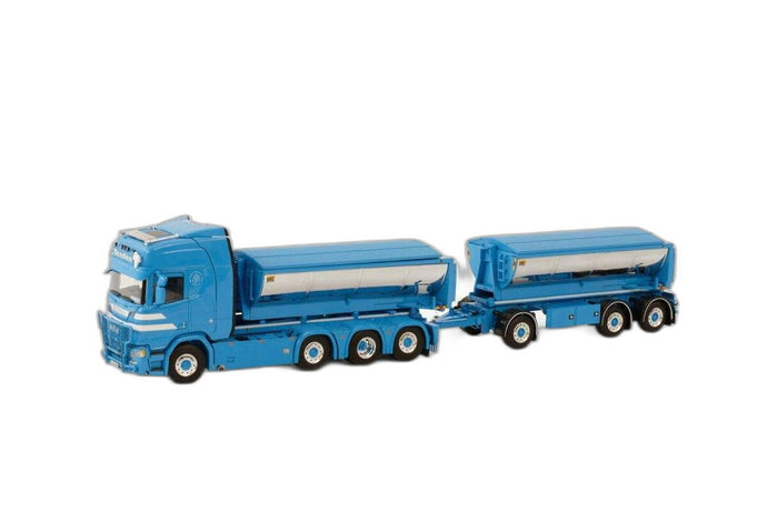 Tenden Scania R Highline CR20H 8x2 アクスル フックリフトシステム アスファルトコンテナ 3軸 / WSI 1/50 建設機械模型 工事車両