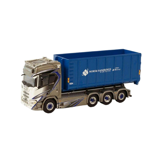 Norsk Saneringsservice Scania R Highline CR20H 8x4 rigid truck Hooklift System + Hooklift Container 40M3  トラック / WSI 1/50 建設機械模型 工事車両
