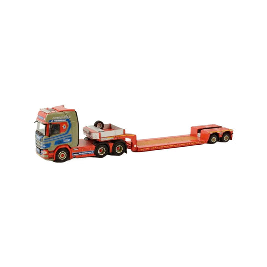 Jan Hansen Scania R Highline CR20H 6x2 Tag Axle Euro Lowloader 2axle  トレーラー / WSI 1/50 建設機械模型 工事車両