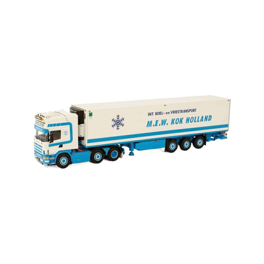M.E.W. Kok Scania R4 Topline 6x2 TwinSteer reefer semitrailer 3axle  トレーラー / WSI 1/50 建設機械模型 工事車両