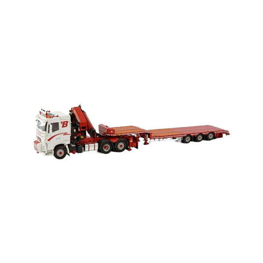 B?strand Volvo FH4 6x2 Palfinger PK78002SH semi lowloader 3axle  トレーラー / WSI 1/50 建設機械模型 工事車両